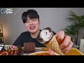 ASMR MUKBANG | Fried Chicken, steak, black bean noodles, kimchi Korean Food recipe ! eating