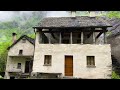 Sabbione, Switzerland 4K - The most beautiful stone houses villages - rain ambience