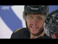 David Pastrnak Gets Hit In The Face With Puck