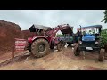 Mahindra Arjun 605 Loader Loading Mud 2 Tractor With Trolley Fully Sonalika Di-35 and Mahindra 575