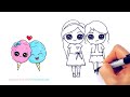 How to Draw Two Cute Girls Easy - Best Friends Forever