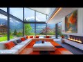 Tranquil Jazz Music 🌸 Relaxing Spring Jazz & Fireplace Sounds in Luxury Apartment for Work, Study