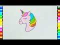 Unicorn | drawing and coloring unicorn head