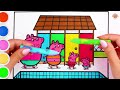 Draw and Color Peppa Pig And Her Family Go Swimming 🐷 Easy Drawing For Kids