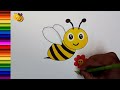 How to Draw Cute Honey Bee with Flower || Easy Kids Drawing Step by Step Tutorial !