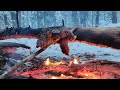 Caught in a SNOWSTORM - WINTER SURVIVAL BUSHCRAFT SHELTER in Heavy Snow, Bushcraft Trip