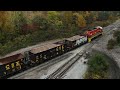 OHCR 2162 unloading Youngtown Stone train Mahoning Valley Railway MVRY Ohio Central Railroad