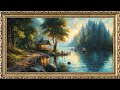 Lakeside Cottage Painting | TV Art Screensaver | 8 Hours Framed Painting | TV Wallpaper | 4K
