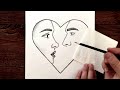 14 Şubat Sevgililer Günü Resmi - Kolay Çizimler - Erkek Çizimi ve Kız Çizimi - Adım Adım Yüz Çizimi