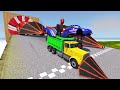 Big & Small Lightning Mcqueen Massive Ram Plow VS Trains | BeamNG.drive