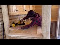 Building an off grid log cabin,alone in the forest, woodwork,Exploration,Woodland.