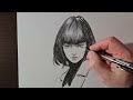 how to draw a girl with black hair