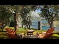 Spring Ambience | Sping Lake Ambience with Calm Nature Sounds, Relaxing Campfire