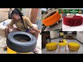 How A Young Nigerian Woman Makes Adorable Furnitures Out Of Used Tyres!