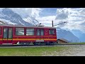 Kleine Scheidegg - Wengen - Lauterbrunnen - Most Beautiful Train Ride in Switzerland, 4K Video