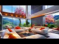 Aesthetic Spring Jazz 🌸 Soft Jazz Music with Fireplace Sounds in Luxury Apartment to Relax, Work