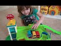 Cute Kid Genevieve Plays with Tayo the Little Bus Elevator!