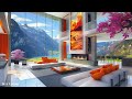 Relaxing Jazz Music 🌸 Spring Jazz Instrumental Music & Fireplace Sounds in Luxury Apartment to Focus
