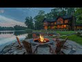 Tranquil Morning at the Lake: 4K Nature Sounds & Relaxing Campfire 🔥 Perfect for Study