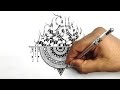 How to Draw Zentangle & Doodle | Spiral horns on a geometric semicircle