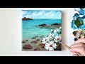 How to paint the sSea with Daisy flowers / Acrylic Painting
