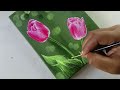 How to paint tulip flowers 🌷| Easy flower painting | Acrylic painting tutorial