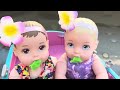 Perfectly Cute baby doll triplets get Sick and throw up on Vacation! 🤢