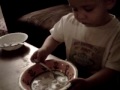 Aaron eating cereal