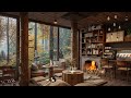 Relaxing Jazz☕ Soft Jazz Music with Crackling Fireplace Sounds at Cozy Coffee Shop Ambience