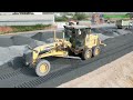Nice Full Processing Bulldozer Pushing Gravel Installing New Roads Techniques Skills Grading