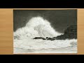 Crashing Waves - Seascape Charcoal Drawing