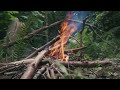2 DAYS SOLO BUSHCRAFT TENT CAMPING - Overnight in Teepee, Fishing, Cooking Roast Chicken