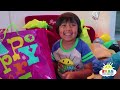 Ryan's 7th Birthday Party Opening Presents!!! Roblox, Minecraft, Nerf toys and more!!!