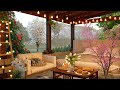 Cozy Terrace with Spring Blossoms, Birdsong and Lake Waves Sounds in Relaxing Forest Ambience
