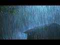 Sleep Fast Immediately within 3 Minutes with Heavy Rain & Thunder Sounds on Stale Palm Roof at Night