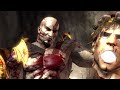 Kratos ripping off Helios' head in God Of War III Remastered