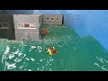 Tsunami Dam Breach Experiment - LEGO Prison Island Escape - Wave Machine Destruction