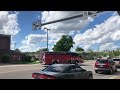 Fire trucks responding to an alarm in goshen Indiana