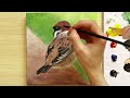 How to paint a simple Sparrow step by step?🐦