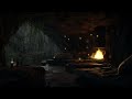 Reduce Stress Levels | Night Rain And Campfire Environment In A Cave | Good Night Sounds