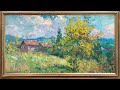 Impressionist Cottage | Soft Piano Music | TV Screensaver Wallpaper Background | Vintage Framed Art