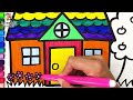 Como Desenhar uma Casa 🏡 Desenhar e Colorir uma Casa com um Jardim 🏠🌳 Desenhos para Crianças
