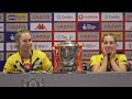 Australia's Kezie Apps, Ali Brigginshaw and Brad Donald react to their World Cup final win