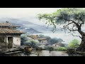 Healing_Calm Music_Watercolor_Rainy Sea Village