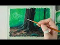 Green Forest Painting with Gouache ｜ Green Forest in the Rain