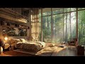 🌤️Dreamy Spring Sunrise in Forest Bedroom with Relaxing Jazz | Piano Music for Work, Study, Sleep
