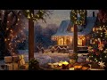 Relaxing Jazz at Winter Wooden House 🎄 Christmas Jazz Music By Window For Relax, Work and Study