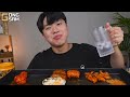 ASMR MUKBANG | Fire noodles, fried chicken, enoki mushroom, korean eating sound !