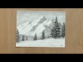 Winter Landscape Charcoal Drawing