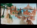 Landscape painting easy| drawing manga|drawing go cart speed